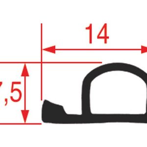 Gioăng cửa lò silicone tiết diện 14×7,5 mm, bán theo mét – Angelo Po 3031880